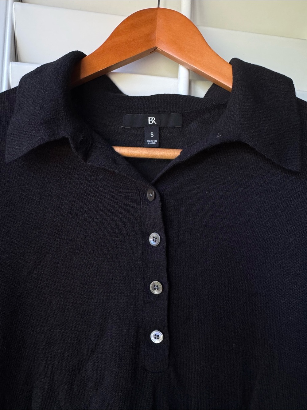 Banana Republic Black Button-Down Collared Knit Top